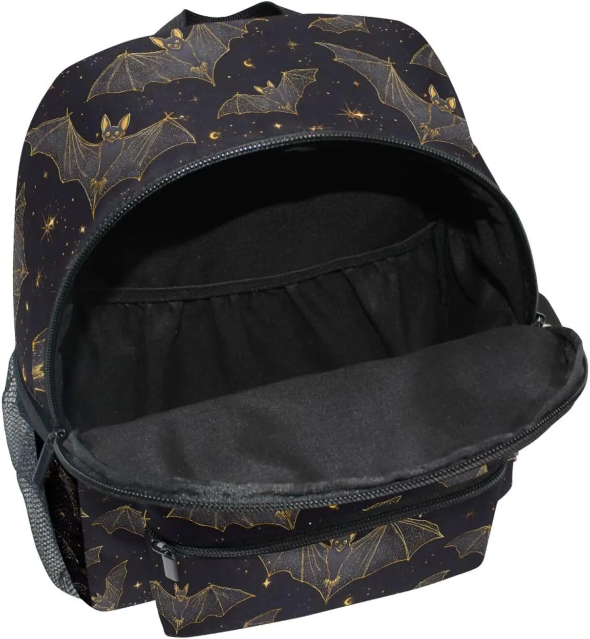 panksolu Bats Black Toddler Backpack for Boys Girls,Kid Backpack with Chest Clip and Name Tag, M