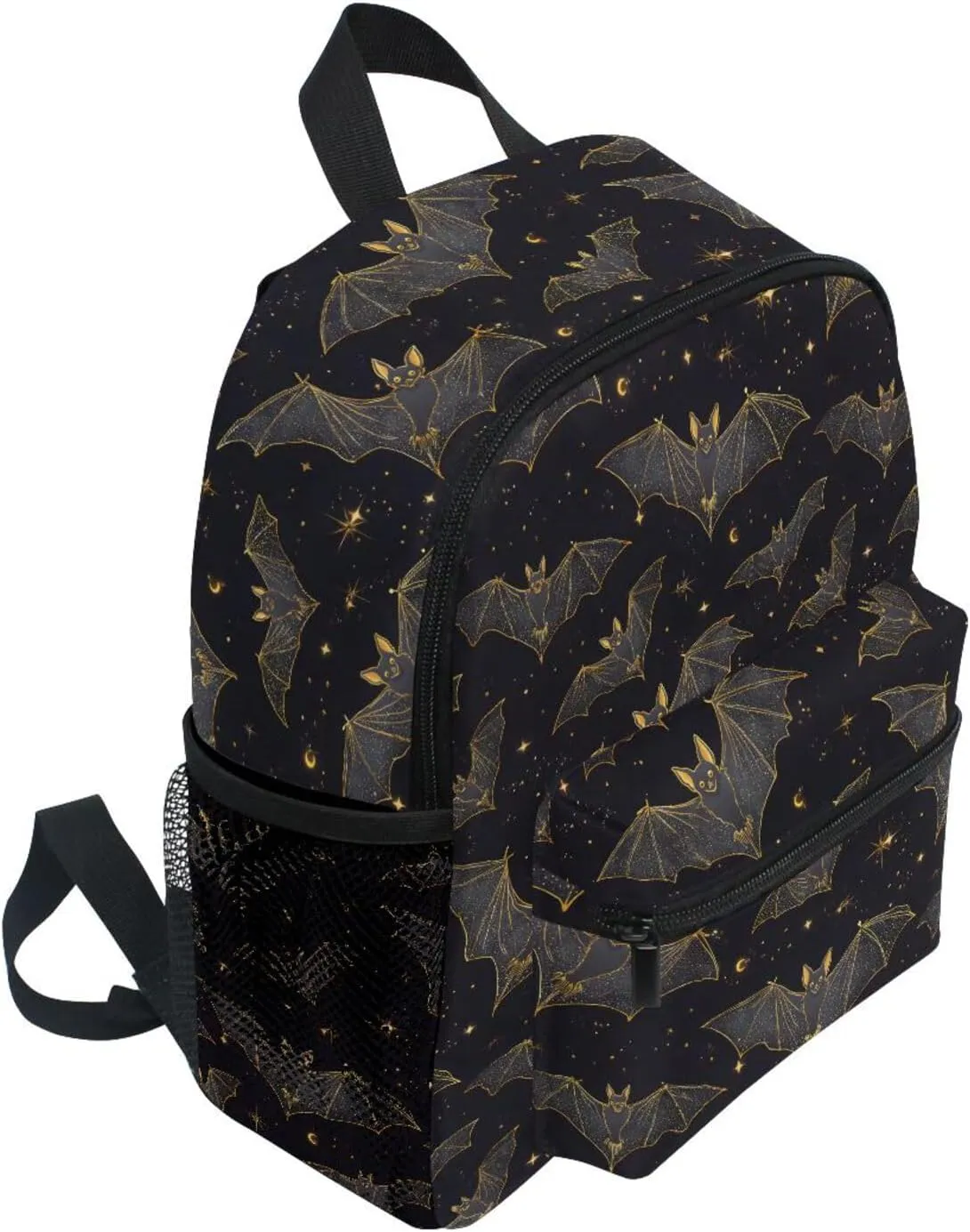 panksolu Bats Black Toddler Backpack for Boys Girls,Kid Backpack with Chest Clip and Name Tag, M