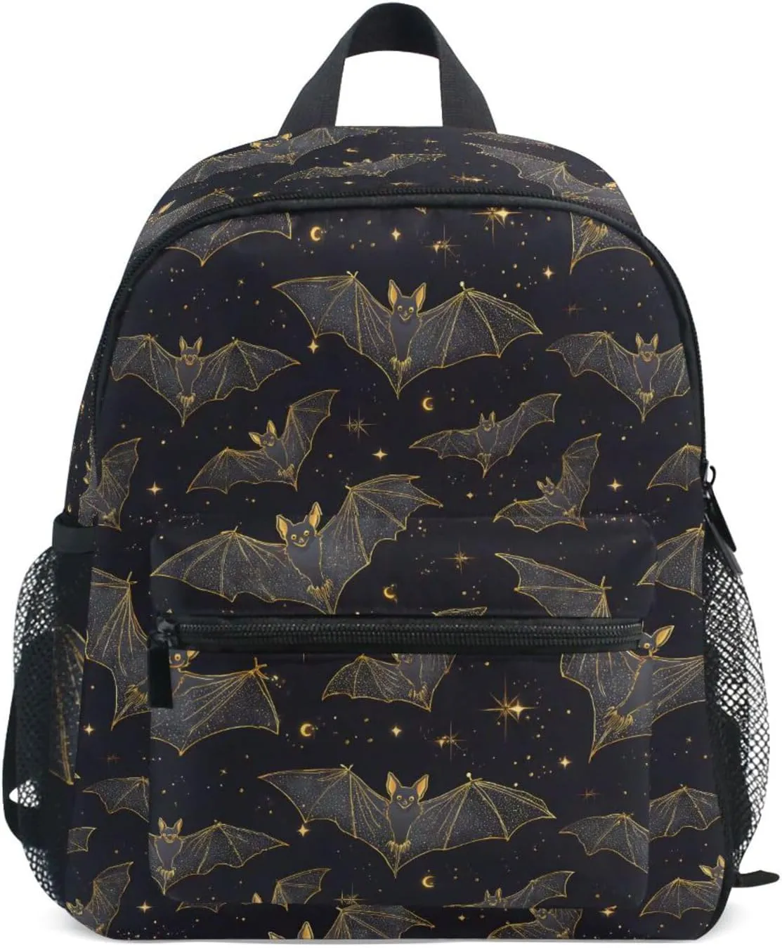 panksolu Bats Black Toddler Backpack for Boys Girls,Kid Backpack with Chest Clip and Name Tag, M