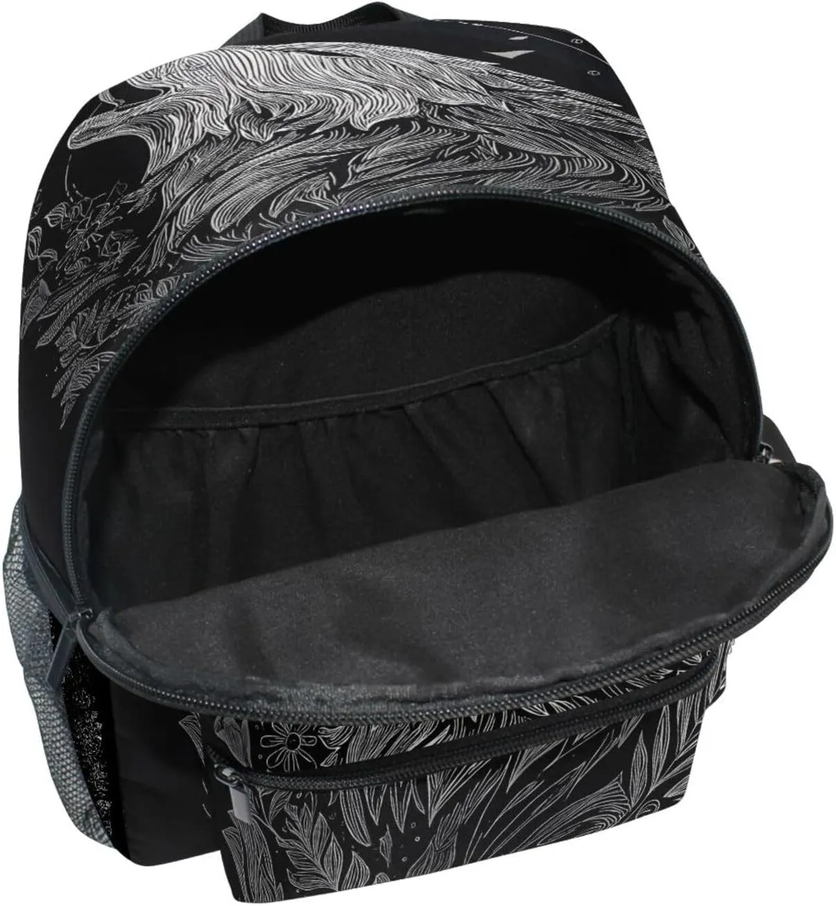 panksolu Black Wolf Howl Toddler Backpack for Boys Girls,Kid Backpack with Chest Clip and Name Tag, M