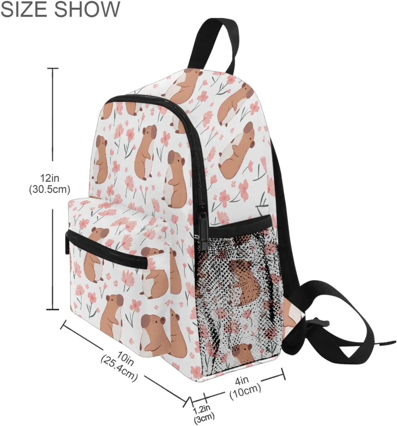 panksolu Cute Capybara Floral Toddler Backpack for Boys Girls,Kid Backpack with Chest Clip and Name Tag, S