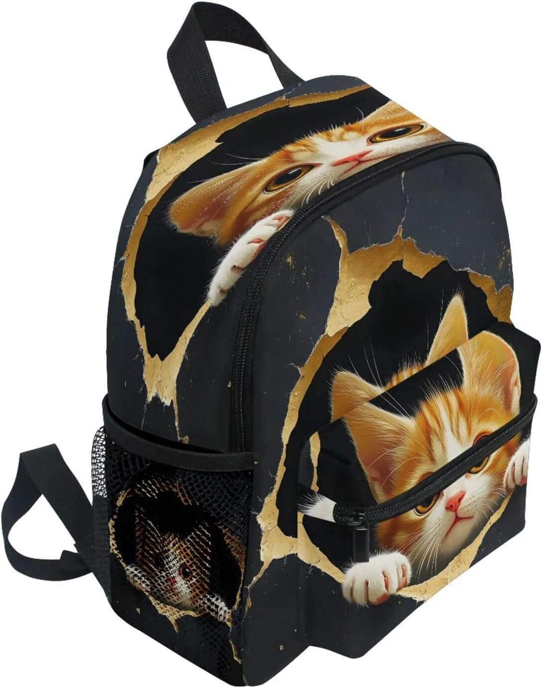 panksolu Cute Kitten Cat Toddler Backpack for Boys Girls,Kid Backpack with Chest Clip and Name Tag, M