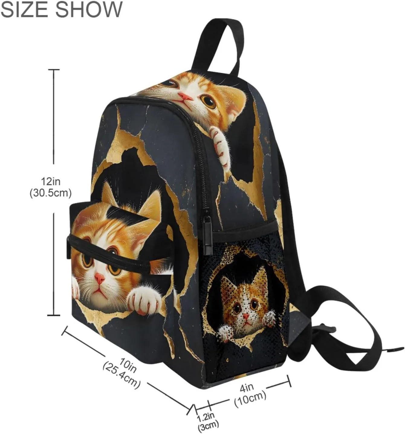 panksolu Cute Kitten Cat Toddler Backpack for Boys Girls,Kid Backpack with Chest Clip and Name Tag, M