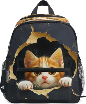 panksolu Cute Kitten Cat Toddler Backpack for Boys Girls,Kid Backpack with Chest Clip and Name Tag, M
