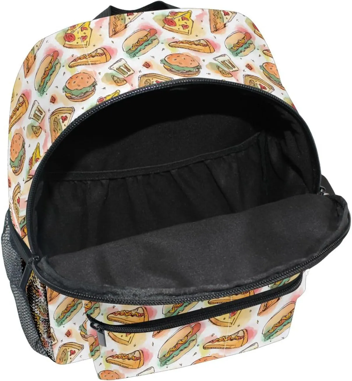panksolu Cute Pizza Slices Hamburger Toddler Backpack for Boys Girls,Kid Backpack with Chest Clip and Name Tag, S