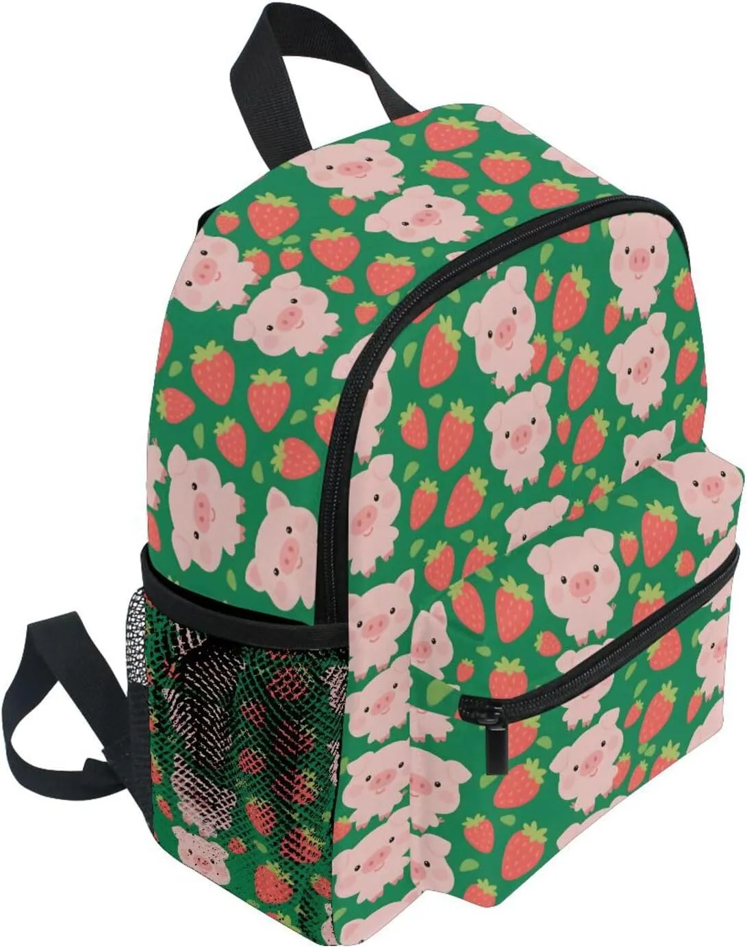 panksolu Cute Strawberry Pigs Toddler Backpack for Boys Girls,Kid Backpack with Chest Clip and Name Tag, S