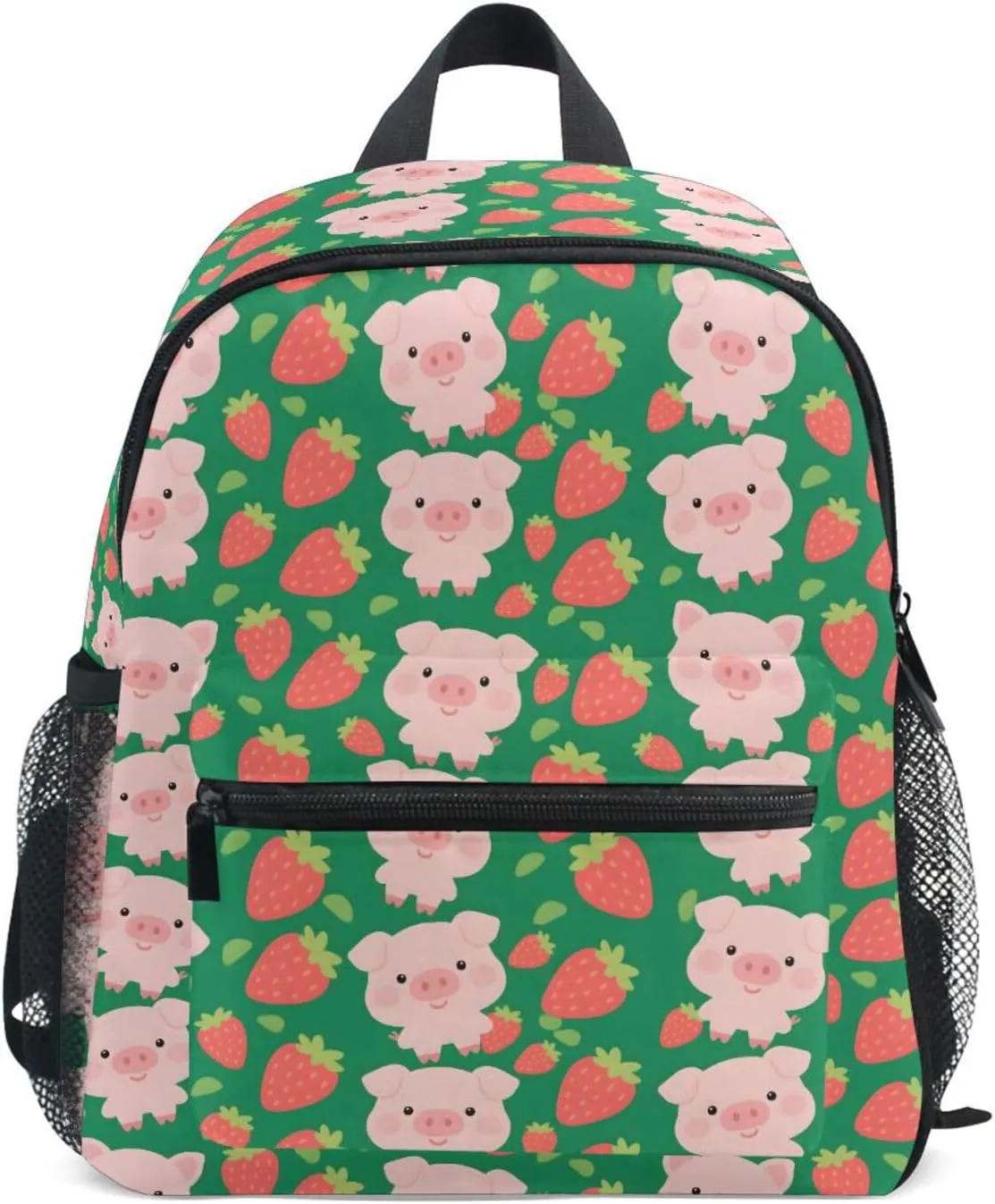 panksolu Cute Strawberry Pigs Toddler Backpack for Boys Girls,Kid Backpack with Chest Clip and Name Tag, S