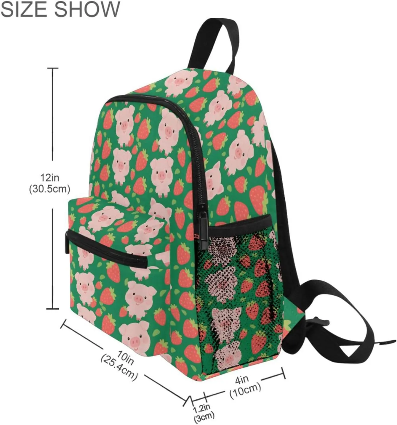 panksolu Cute Strawberry Pigs Toddler Backpack for Boys Girls,Kid Backpack with Chest Clip and Name Tag, S