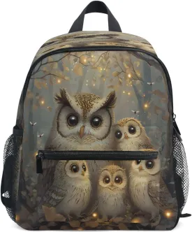 panksolu Five Owls Toddler Backpack for Boys Girls,Kid Backpack with Chest Clip and Name Tag, S