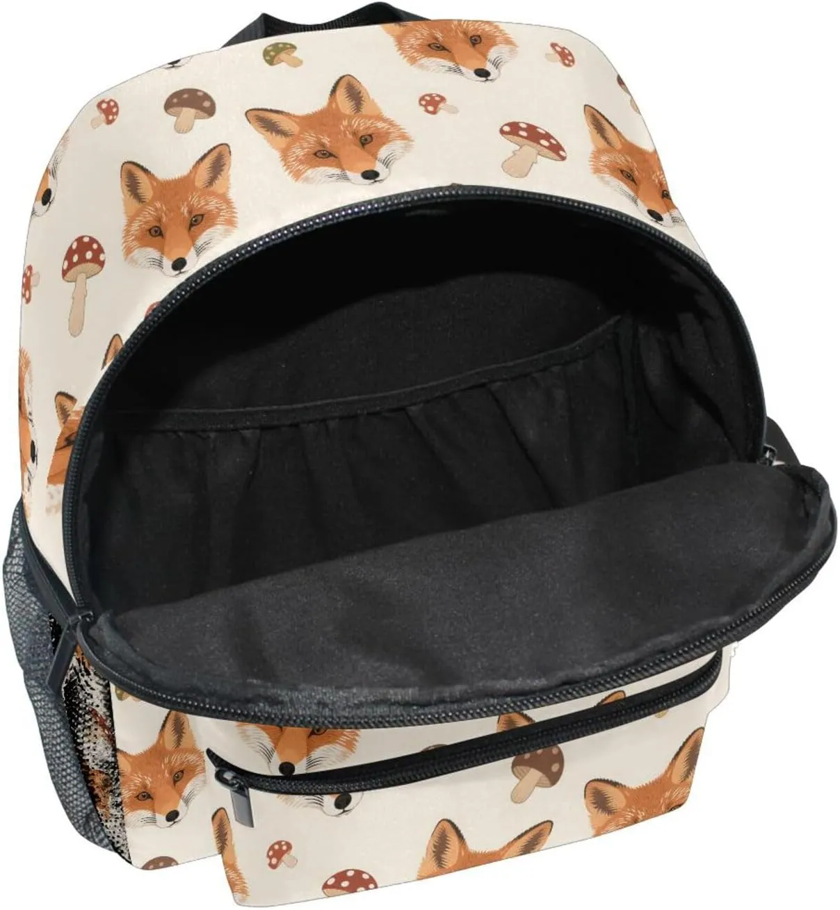 panksolu Fox Mushroom Toddler Backpack for Boys Girls,Kid Backpack with Chest Clip and Name Tag, M