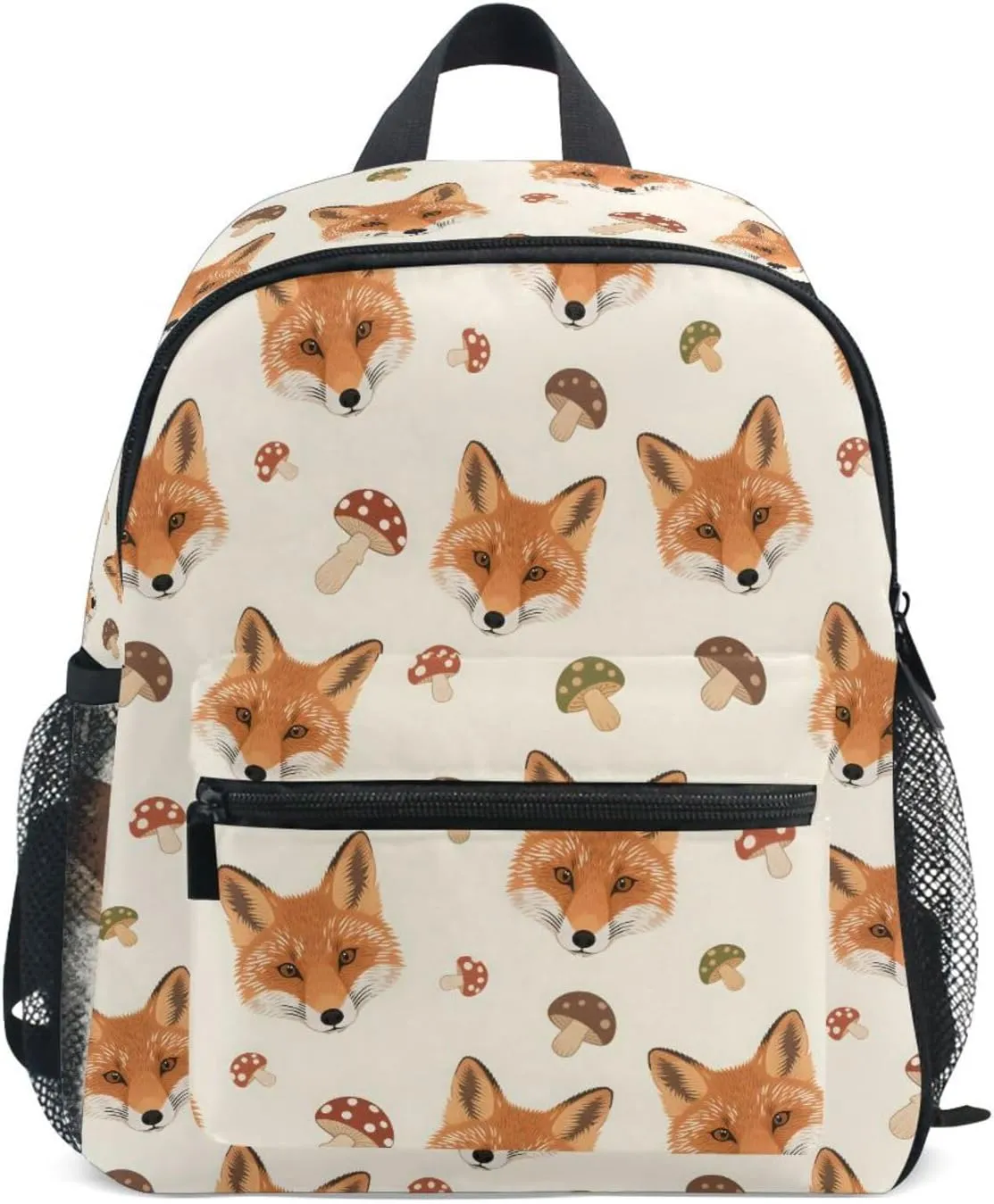 panksolu Fox Mushroom Toddler Backpack for Boys Girls,Kid Backpack with Chest Clip and Name Tag, M