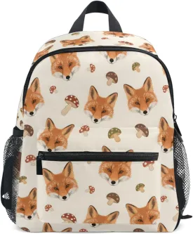 panksolu Fox Mushroom Toddler Backpack for Boys Girls,Kid Backpack with Chest Clip and Name Tag, M