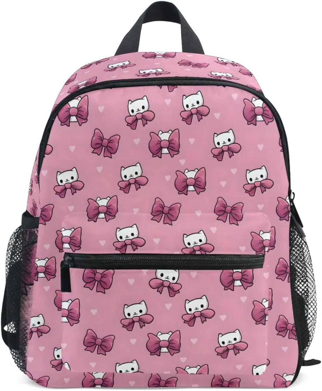 panksolu Lovely Cat Bow Toddler Backpack for Boys Girls,Kid Backpack with Chest Clip and Name Tag, M