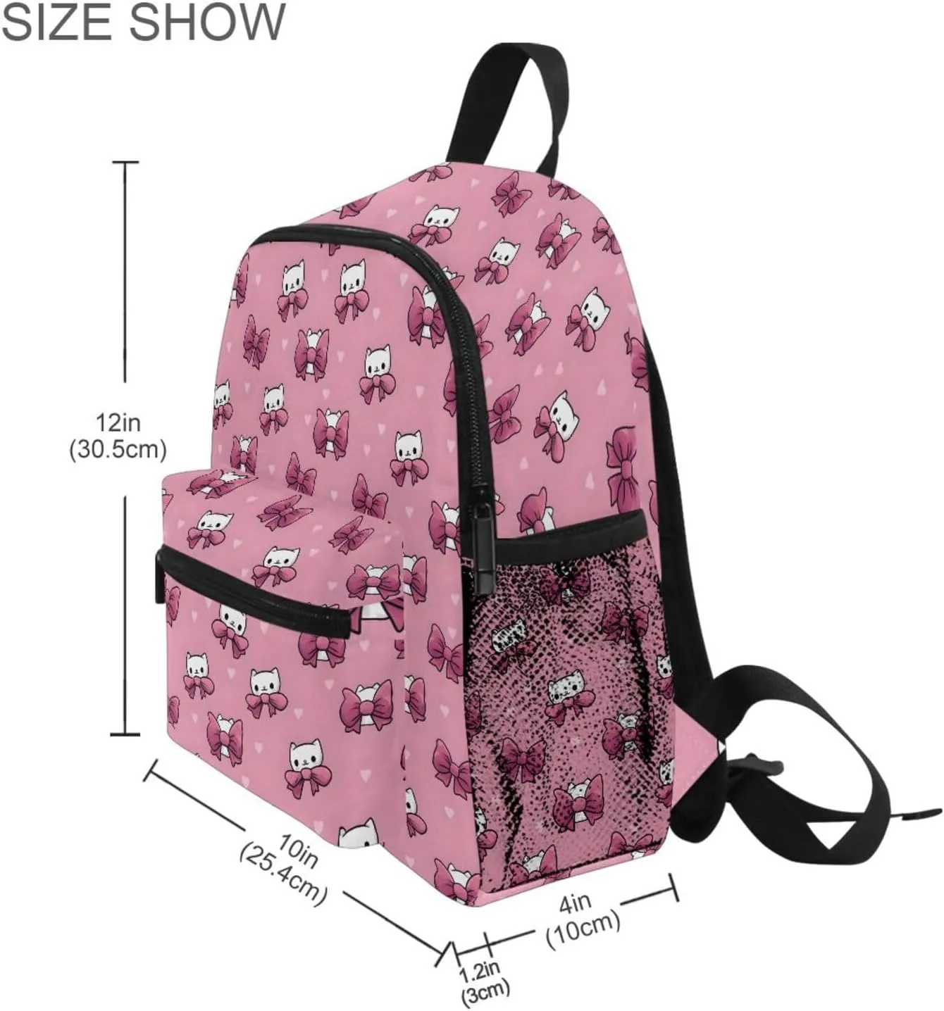 panksolu Lovely Cat Bow Toddler Backpack for Boys Girls,Kid Backpack with Chest Clip and Name Tag, M