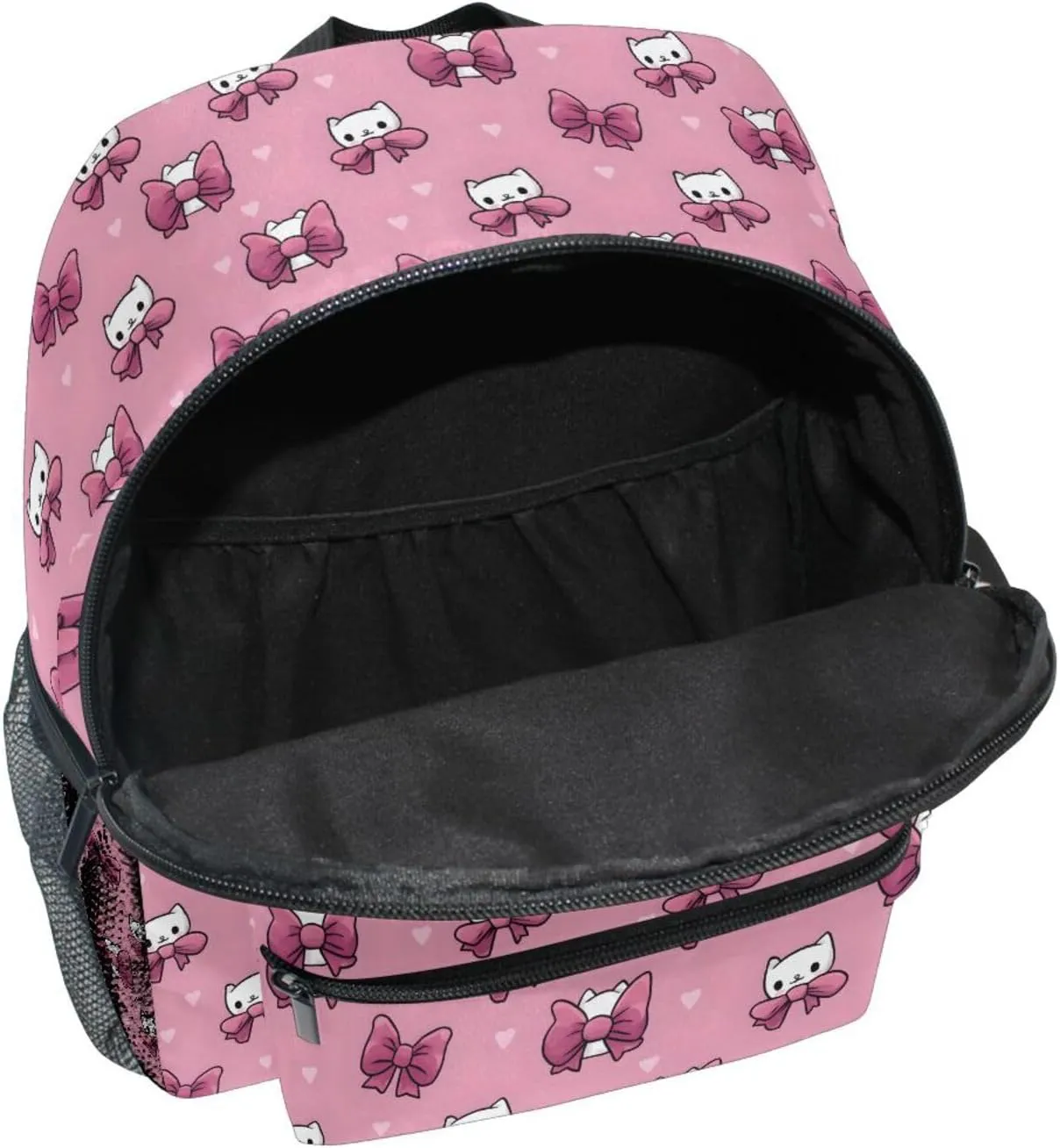 panksolu Lovely Cat Bow Toddler Backpack for Boys Girls,Kid Backpack with Chest Clip and Name Tag, M