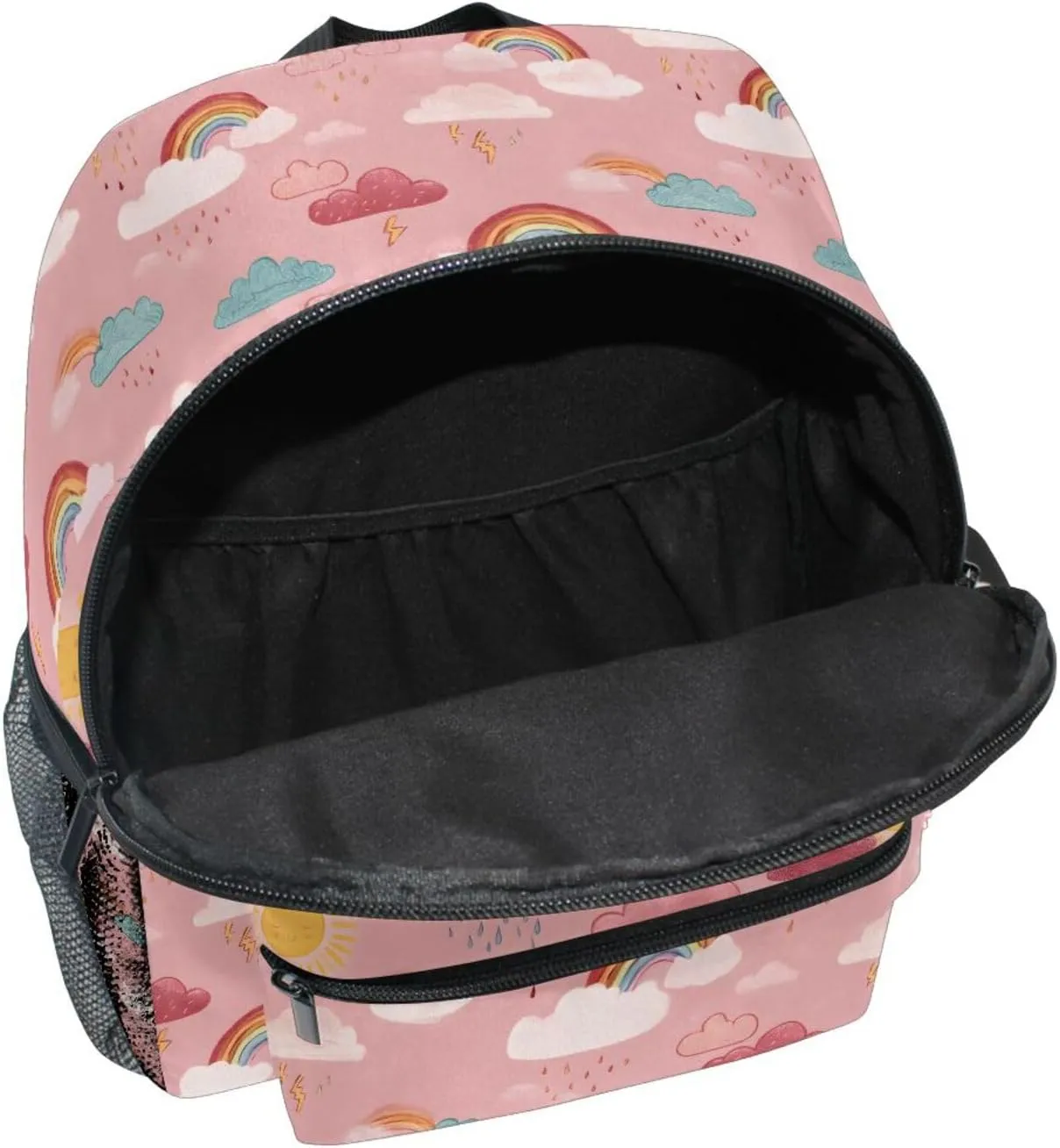 panksolu Rainbow Rain Pink Toddler Backpack for Boys Girls,Kid Backpack with Chest Clip and Name Tag, M