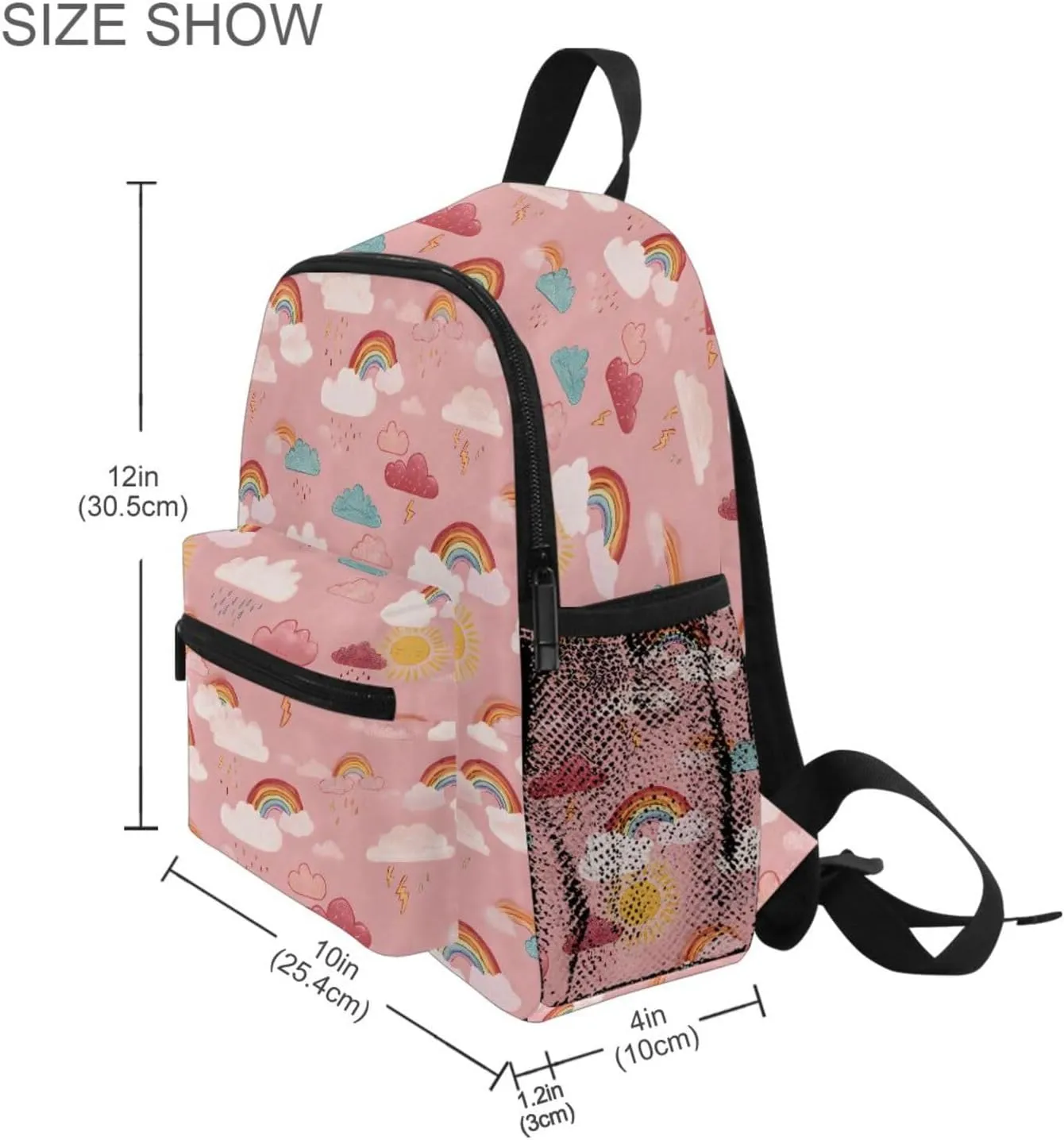 panksolu Rainbow Rain Pink Toddler Backpack for Boys Girls,Kid Backpack with Chest Clip and Name Tag, M