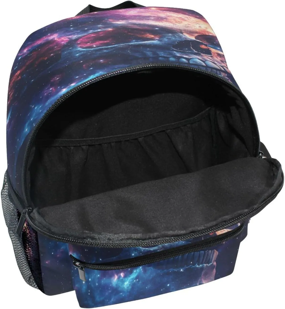 panksolu Skull Starry Sky Toddler Backpack for Boys Girls,Kid Backpack with Chest Clip and Name Tag, M