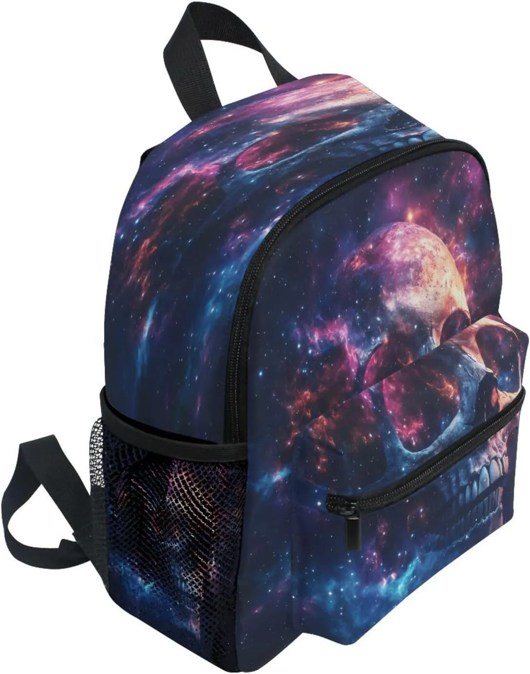 panksolu Skull Starry Sky Toddler Backpack for Boys Girls,Kid Backpack with Chest Clip and Name Tag, M