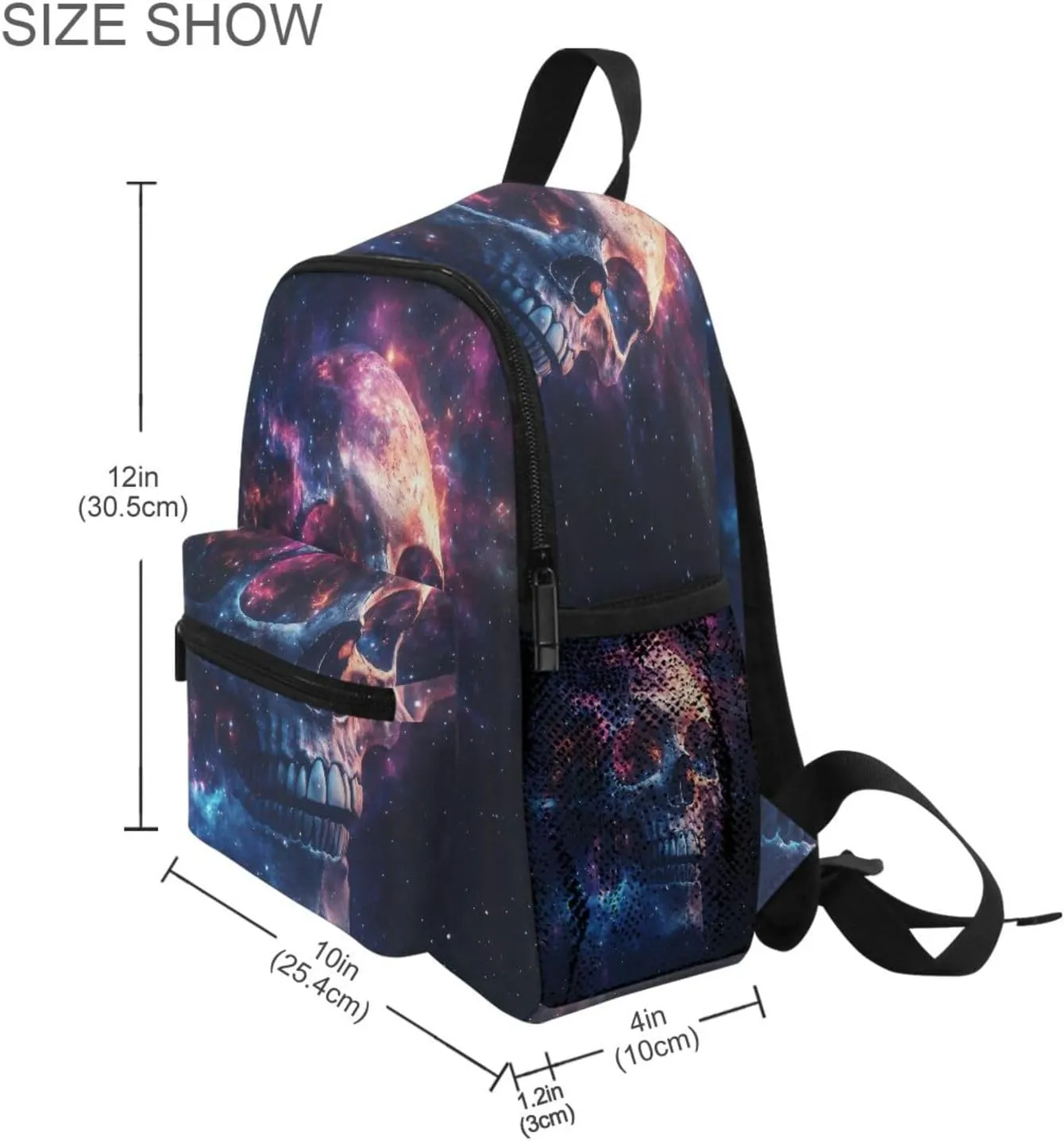 panksolu Skull Starry Sky Toddler Backpack for Boys Girls,Kid Backpack with Chest Clip and Name Tag, M