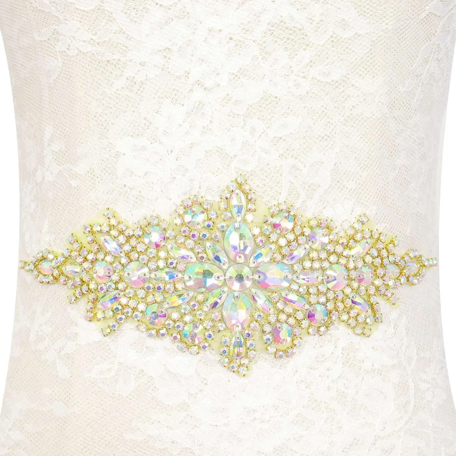 Pardecor Crystal Belt Wedding Rhinestone Applique Glitter Dress Belts Beaded Bridal Sash Wedding Belt Bridal Belt