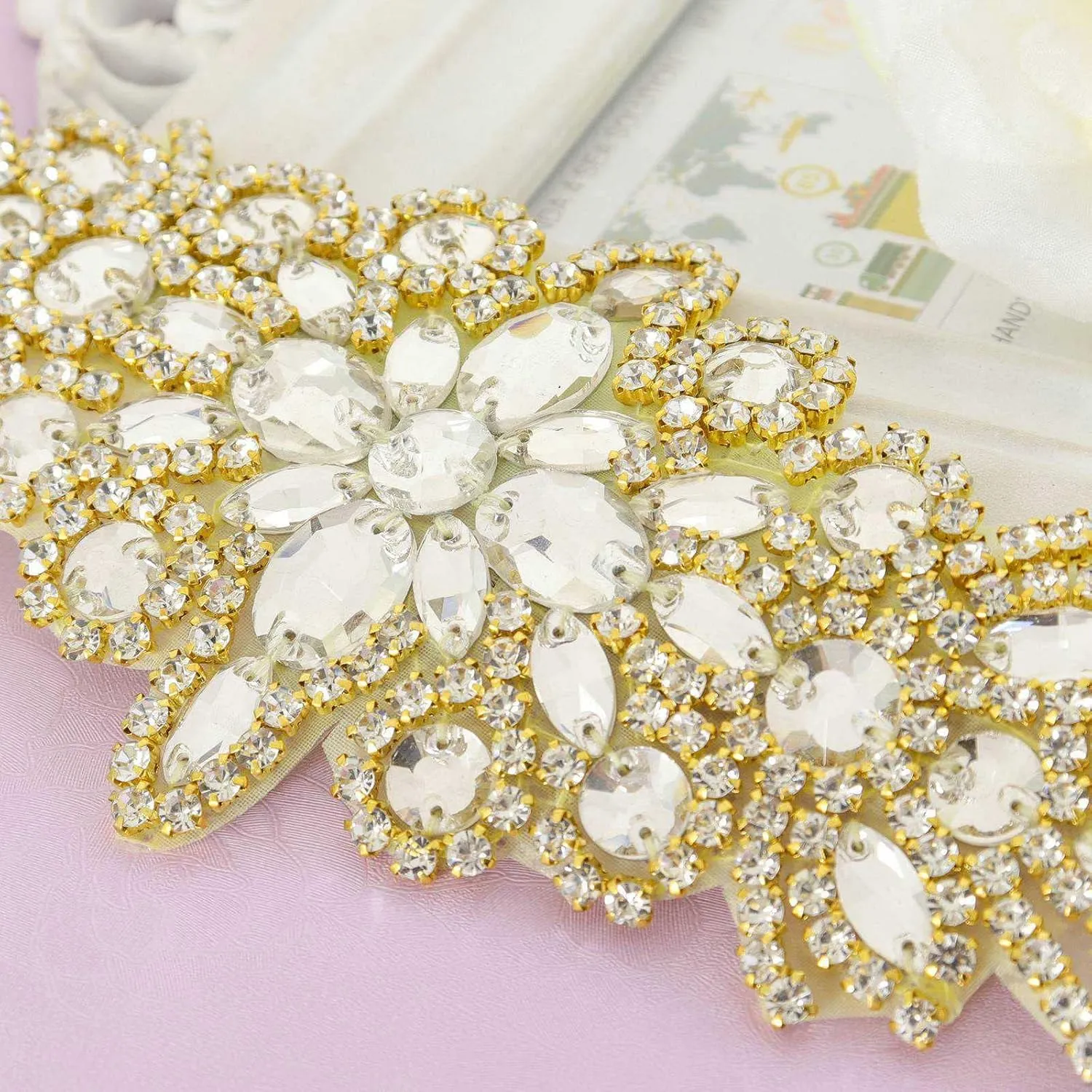 Pardecor Crystal Belt Wedding Rhinestone Applique Glitter Dress Belts Beaded Bridal Sash Wedding Belt Bridal Belt