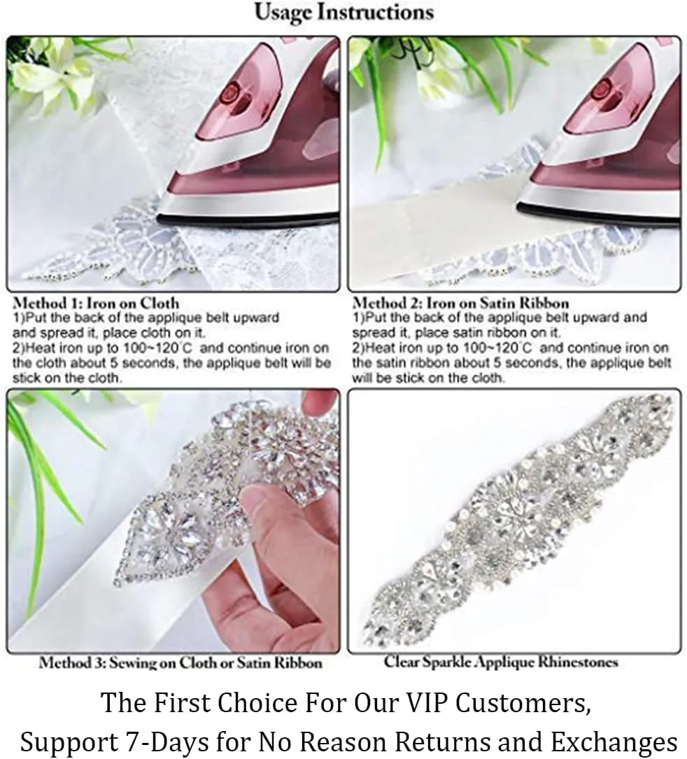 Pardecor Crystal Belt Wedding Rhinestone Applique Glitter Dress Belts Beaded Bridal Sash Wedding Belt Bridal Belt