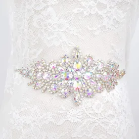 Pardecor Crystal Belt Wedding Rhinestone Applique Glitter Dress Belts Beaded Bridal Sash Wedding Belt Bridal Belt