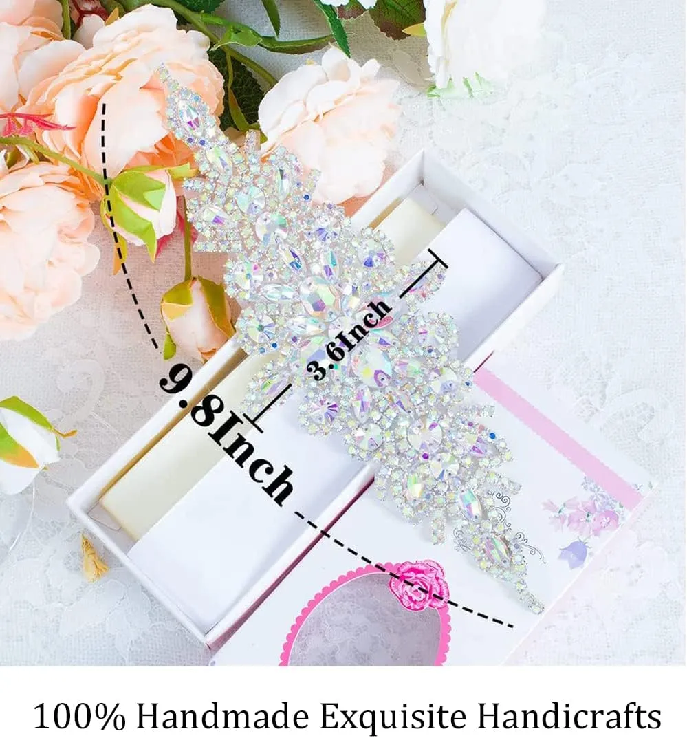 Pardecor Crystal Belt Wedding Rhinestone Applique Glitter Dress Belts Beaded Bridal Sash Wedding Belt Bridal Belt