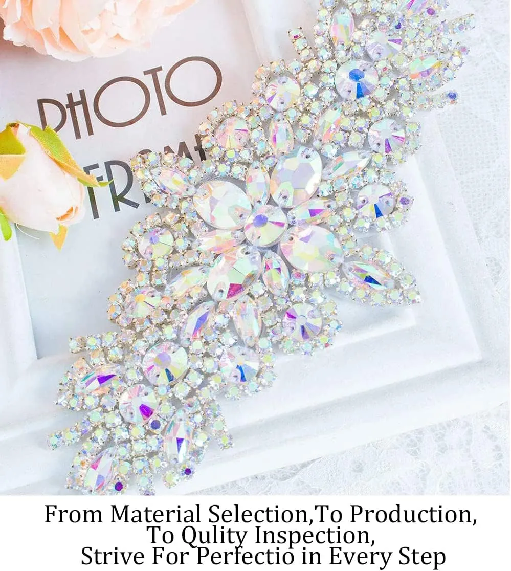 Pardecor Crystal Belt Wedding Rhinestone Applique Glitter Dress Belts Beaded Bridal Sash Wedding Belt Bridal Belt