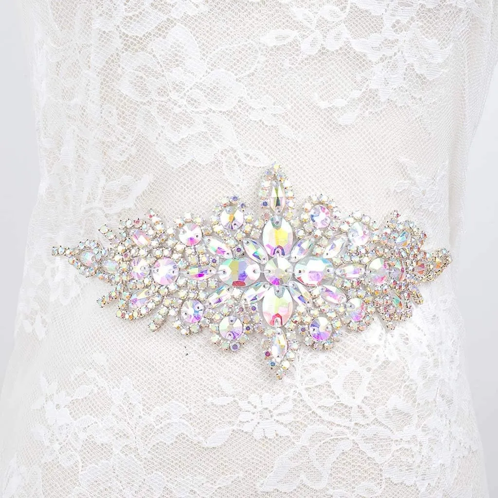 Pardecor Crystal Belt Wedding Rhinestone Applique Glitter Dress Belts Beaded Bridal Sash Wedding Belt Bridal Belt