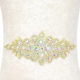 Pardecor Crystal Belt Wedding Rhinestone Applique Glitter Dress Belts Beaded Bridal Sash Wedding Belt Bridal Belt