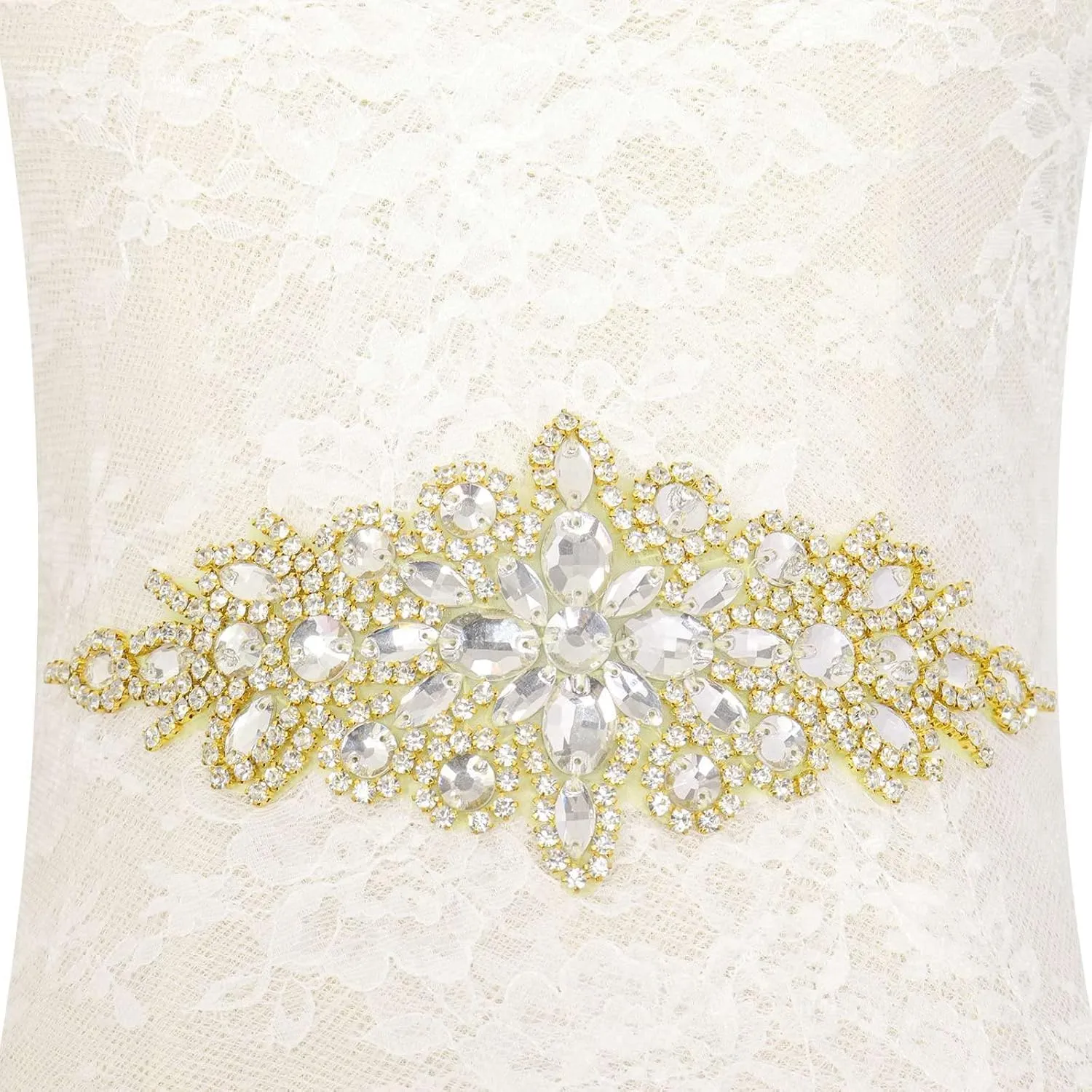 Pardecor Crystal Belt Wedding Rhinestone Applique Glitter Dress Belts Beaded Bridal Sash Wedding Belt Bridal Belt