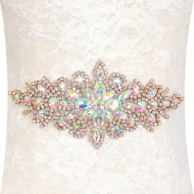 Pardecor Crystal Belt Wedding Rhinestone Applique Glitter Dress Belts Beaded Bridal Sash Wedding Belt Bridal Belt