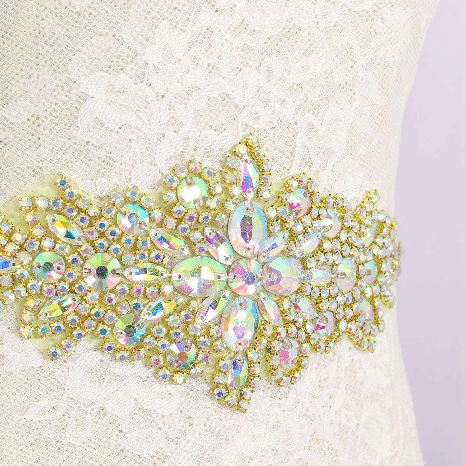 Pardecor Crystal Belt Wedding Rhinestone Applique Glitter Dress Belts Beaded Bridal Sash Wedding Belt Bridal Belt
