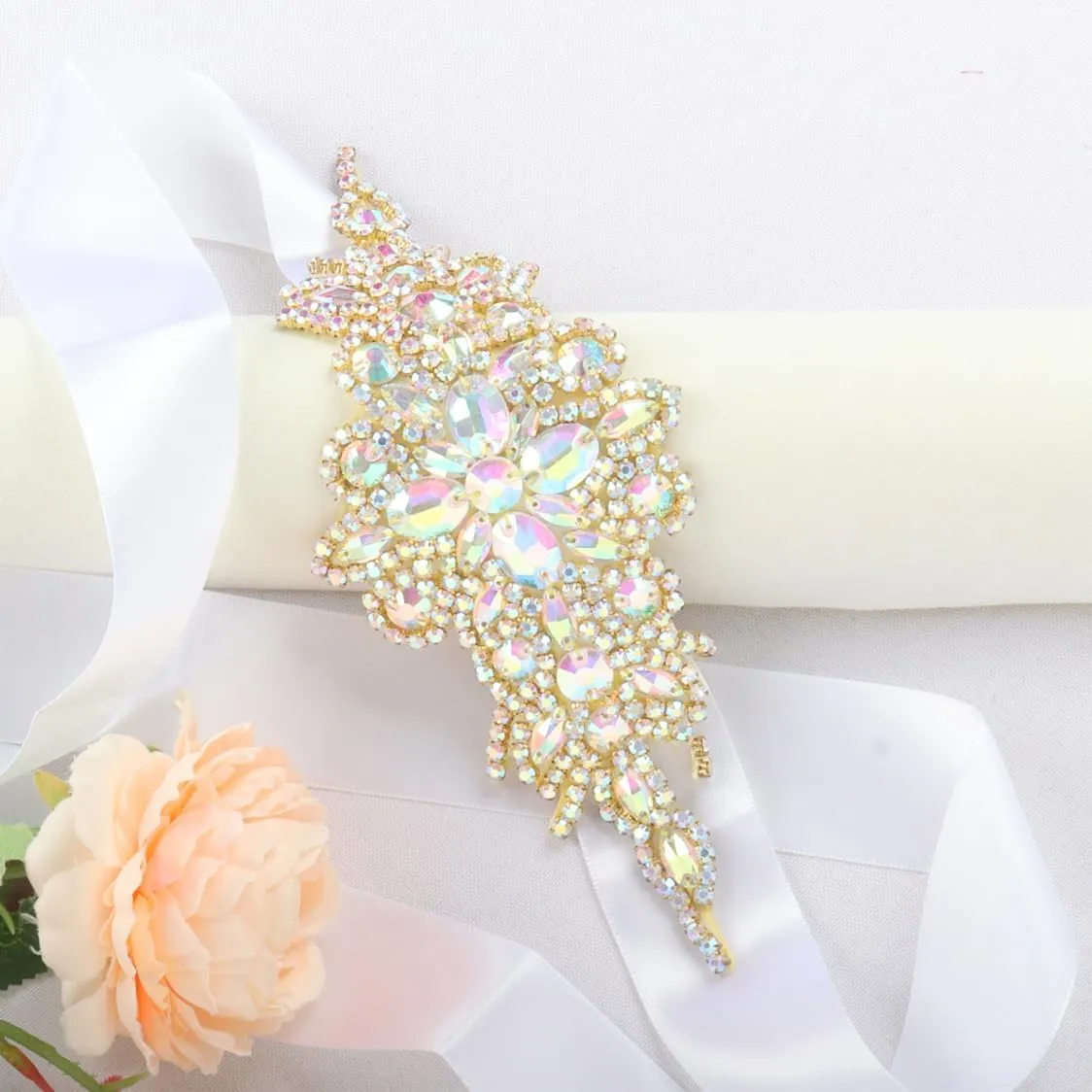 Pardecor Crystal Belt Wedding Rhinestone Applique Glitter Dress Belts Beaded Bridal Sash Wedding Belt Bridal Belt