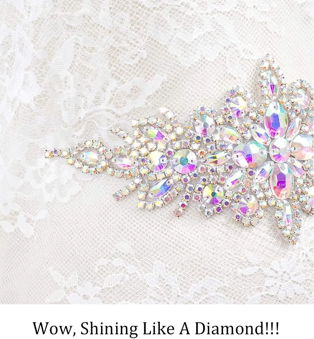 Pardecor Crystal Belt Wedding Rhinestone Applique Glitter Dress Belts Beaded Bridal Sash Wedding Belt Bridal Belt