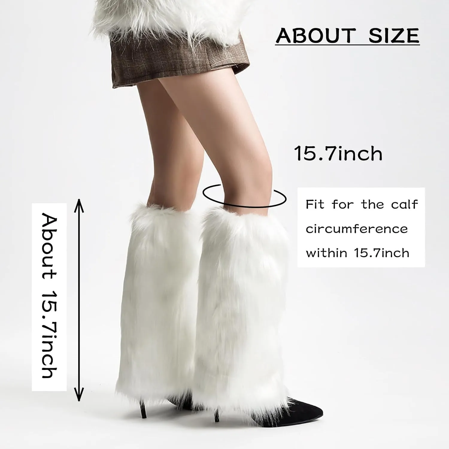 Peecabe Winter Women Faux Fur Fluffy Leg Warmers Fuzzy Long Boot Covers Furry For Christmas