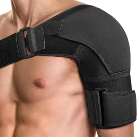 POAGL Shoulder Brace for Men Both Left and Right Arm | Pain Relief Torn Rotator Cuff Compression Support Sleeve Dislocation Stability Immobilizer Stabilizer Bursitis Injury (Black, Large)