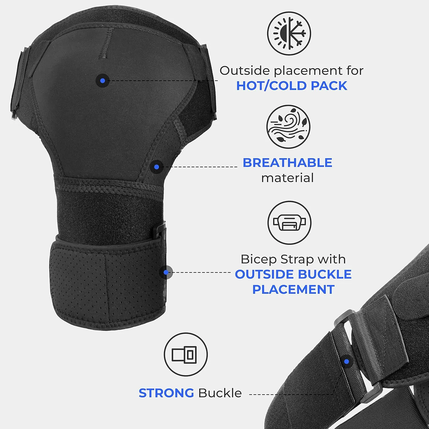 POAGL Shoulder Brace for Men Both Left and Right Arm | Pain Relief Torn Rotator Cuff Compression Support Sleeve Dislocation Stability Immobilizer Stabilizer Bursitis Injury (Black, Large)