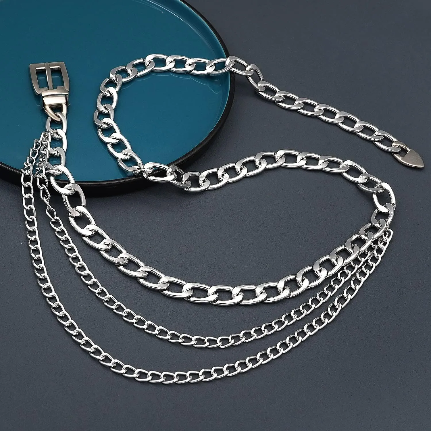 Punk Rock Metal Chunky Waist Chain Belt Buckle Type Jewelry Belly Chain for Women
