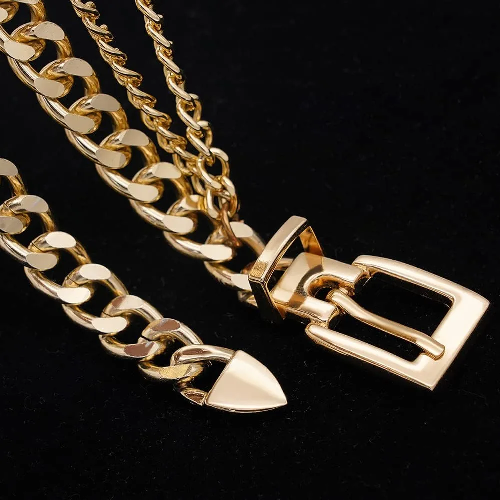 Punk Rock Metal Chunky Waist Chain Belt Buckle Type Jewelry Belly Chain for Women
