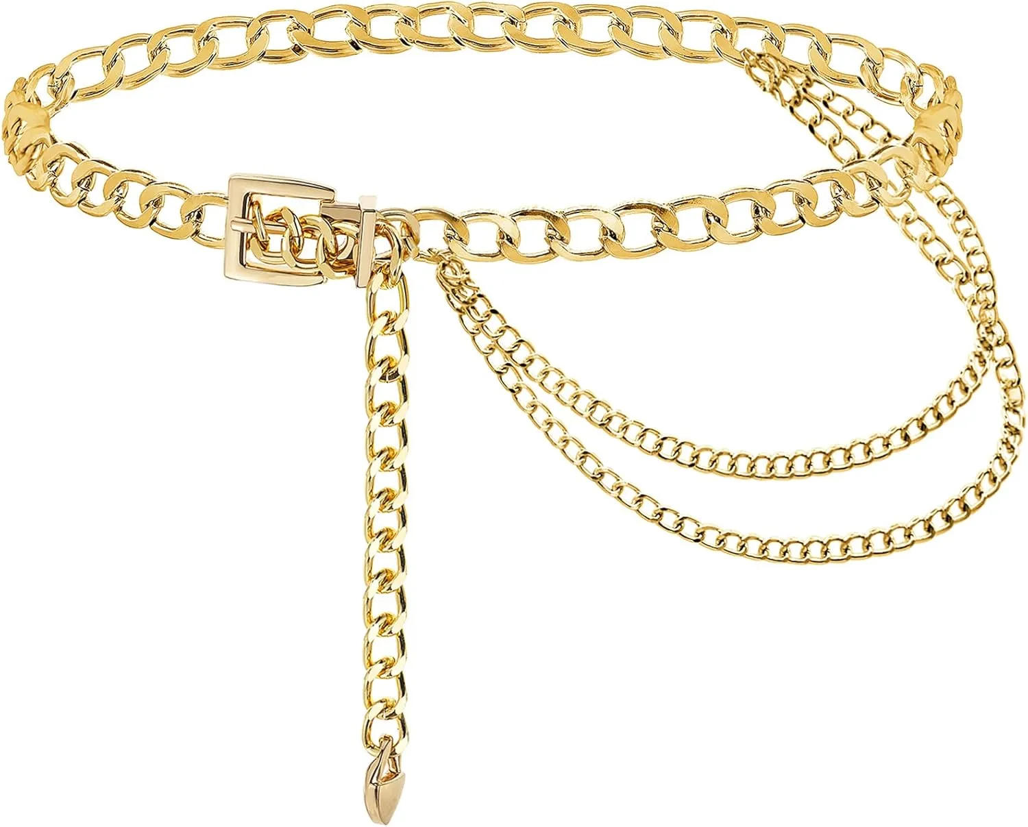 Punk Rock Metal Chunky Waist Chain Belt Buckle Type Jewelry Belly Chain for Women