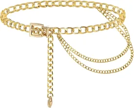Punk Rock Metal Chunky Waist Chain Belt Buckle Type Jewelry Belly Chain for Women