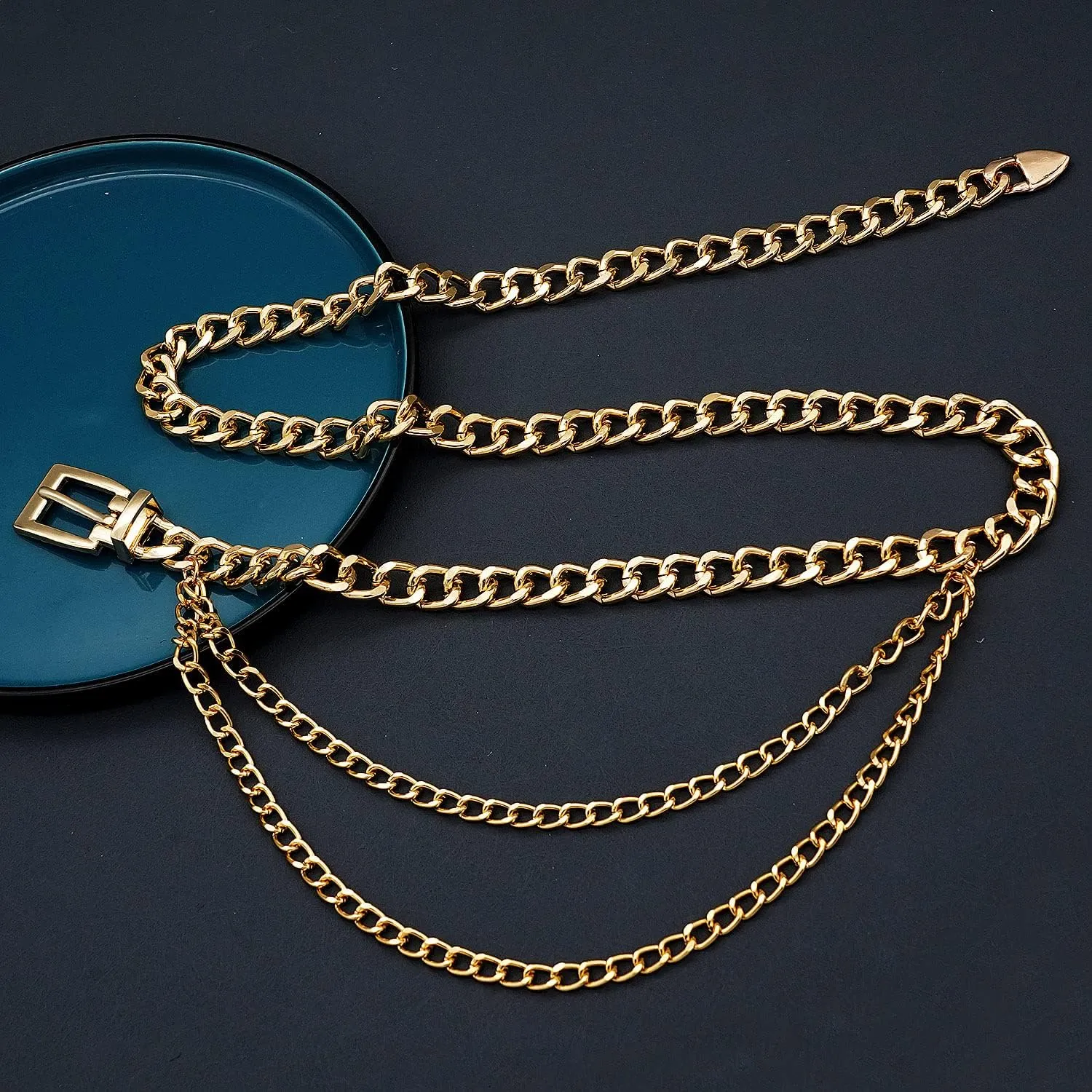 Punk Rock Metal Chunky Waist Chain Belt Buckle Type Jewelry Belly Chain for Women
