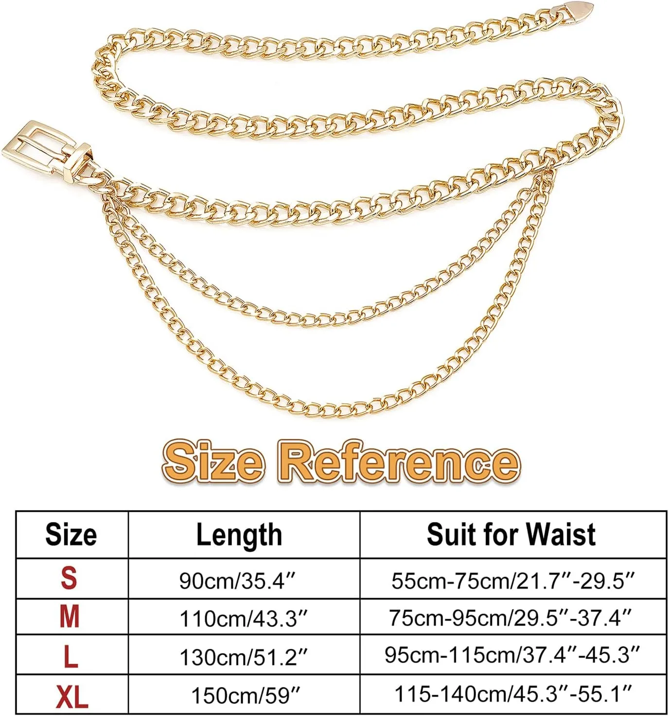 Punk Rock Metal Chunky Waist Chain Belt Buckle Type Jewelry Belly Chain for Women