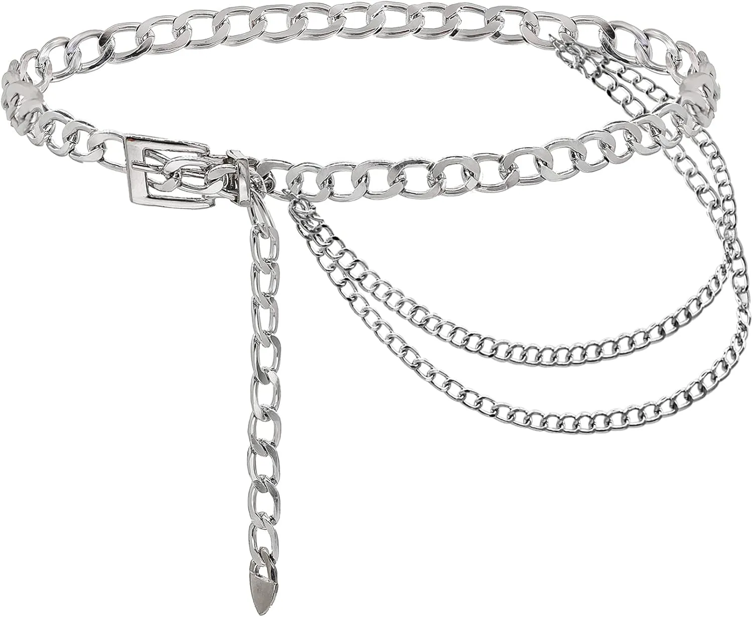 Punk Rock Metal Chunky Waist Chain Belt Buckle Type Jewelry Belly Chain for Women