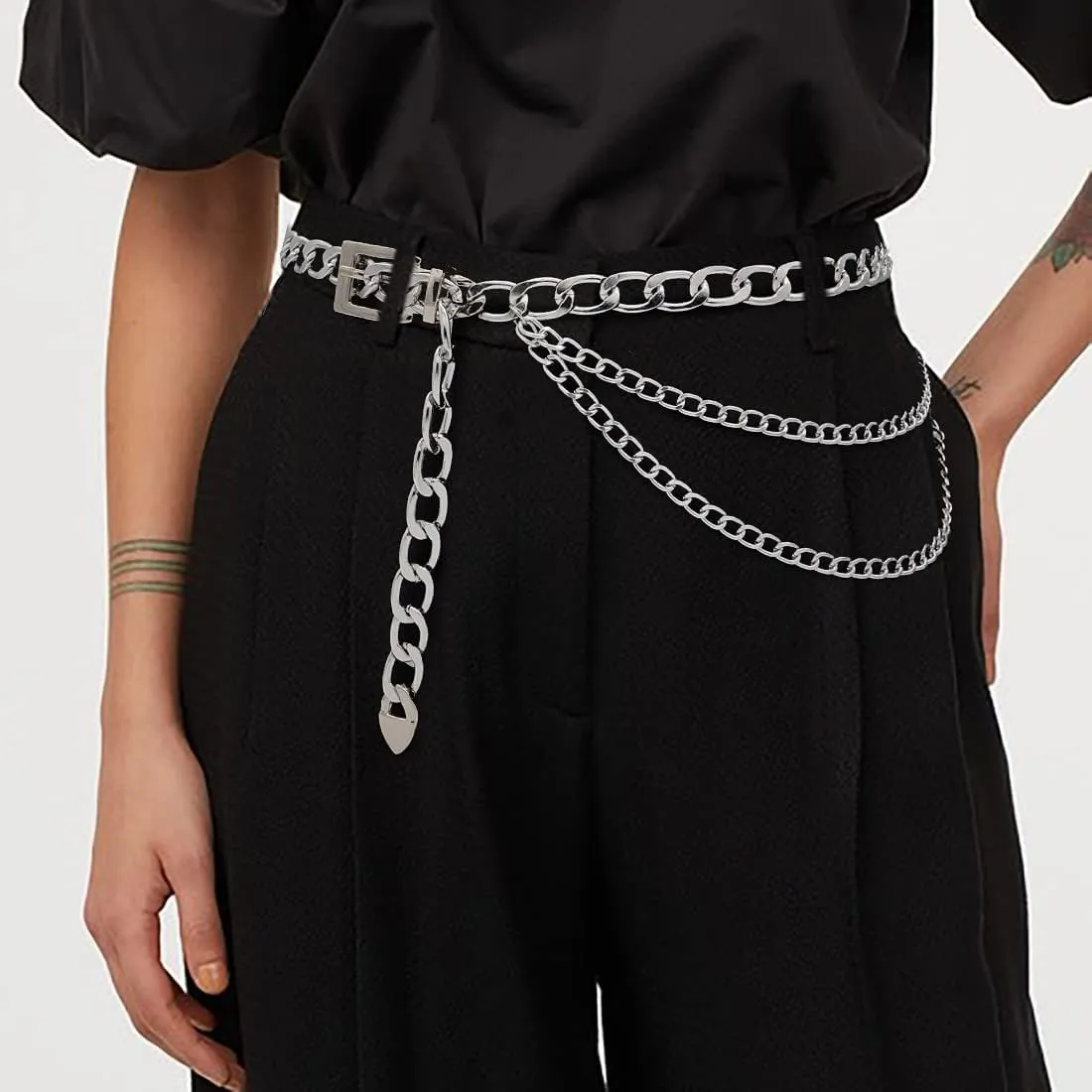 Punk Rock Metal Chunky Waist Chain Belt Buckle Type Jewelry Belly Chain for Women
