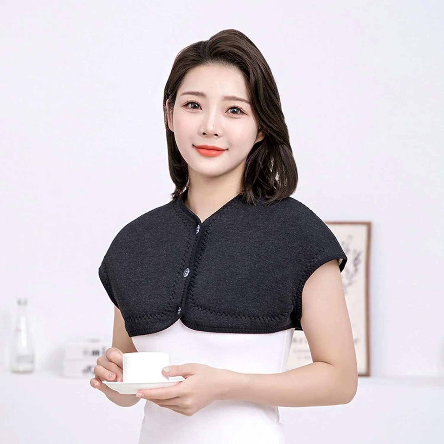 PURFUN Winter Thermal Fleece Lining Shoulder Warmer Elderly Men Women Wearable Shoulder Wrap Shawl Coldproof Shoulder Cover