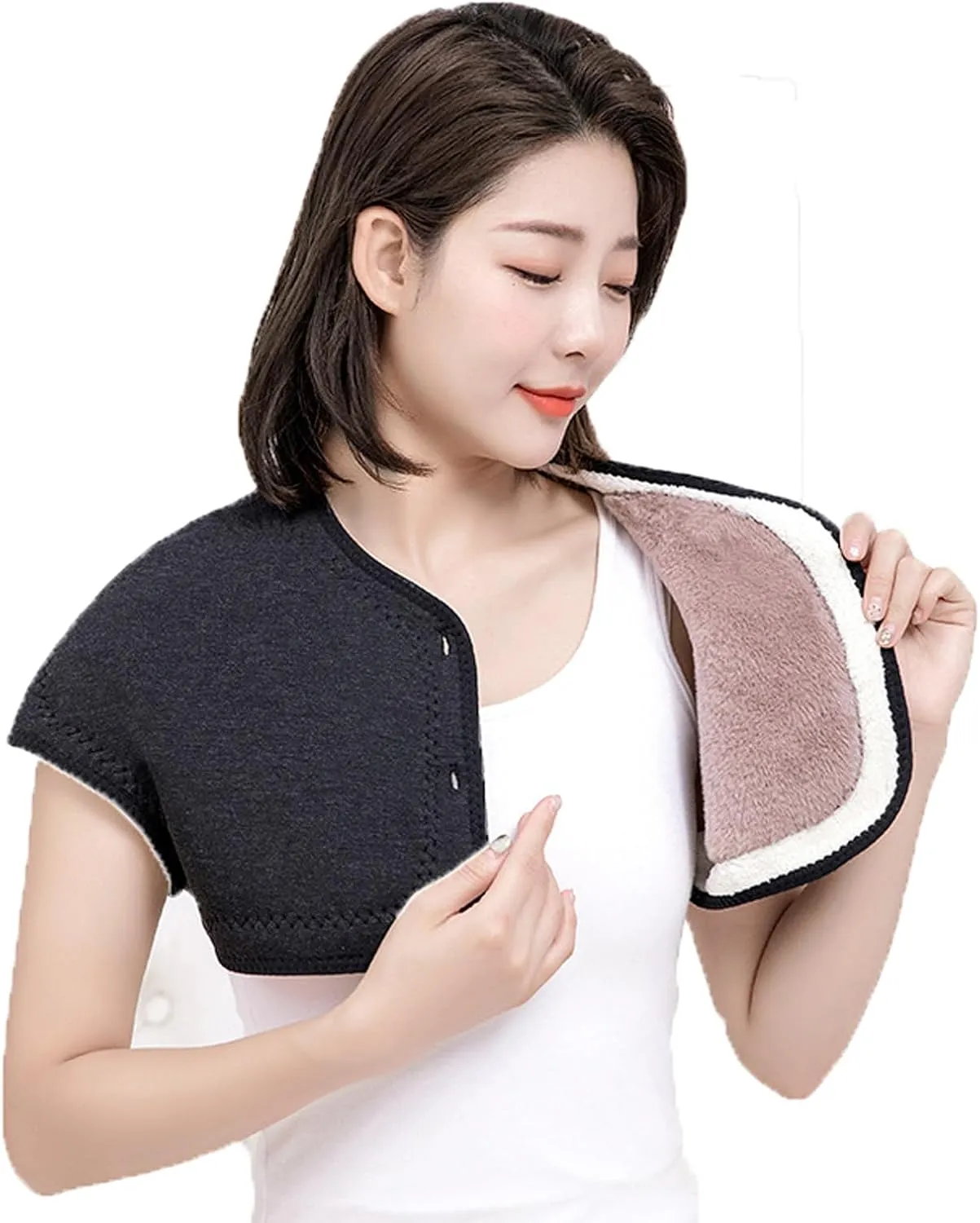 PURFUN Winter Thermal Fleece Lining Shoulder Warmer Elderly Men Women Wearable Shoulder Wrap Shawl Coldproof Shoulder Cover